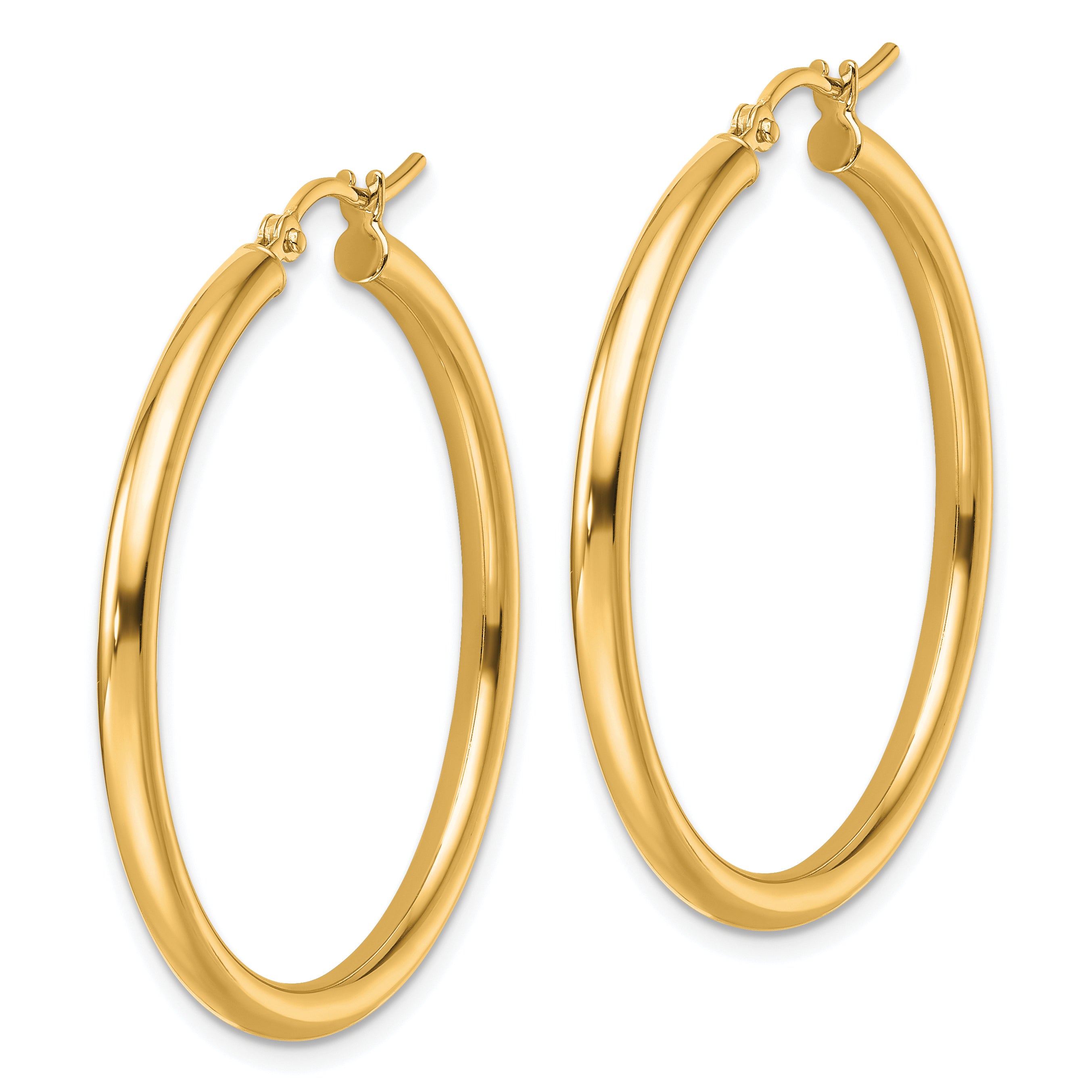 14k Polished 2.5mm Lightweight Tube Hoop Earrings Secondary image