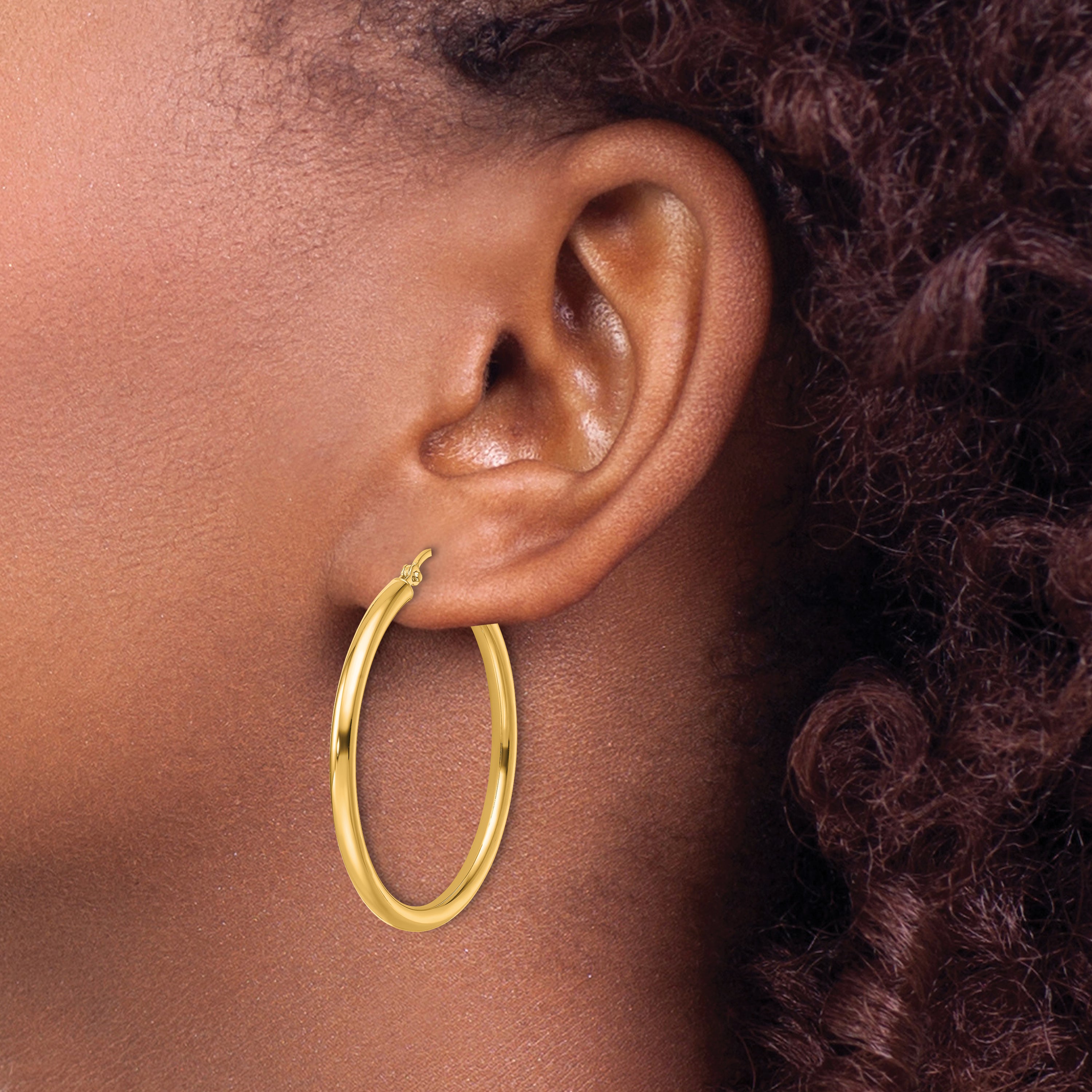 14k Polished 2.5mm Lightweight Tube Hoop Earrings