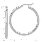14k White Gold Polished 2.5mm Lightweight Tube Hoop Earrings