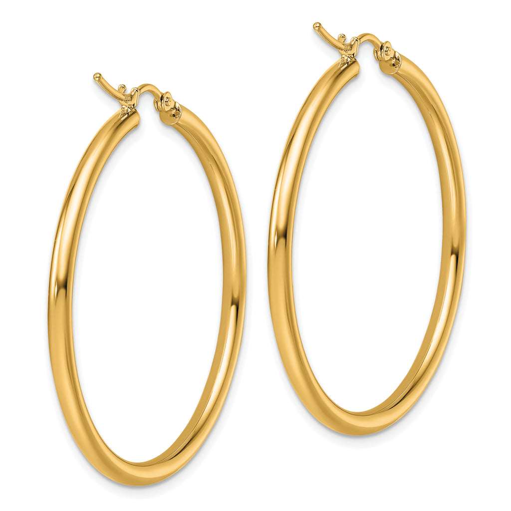 14k Polished 2.5mm Lightweight Tube Hoop Earrings