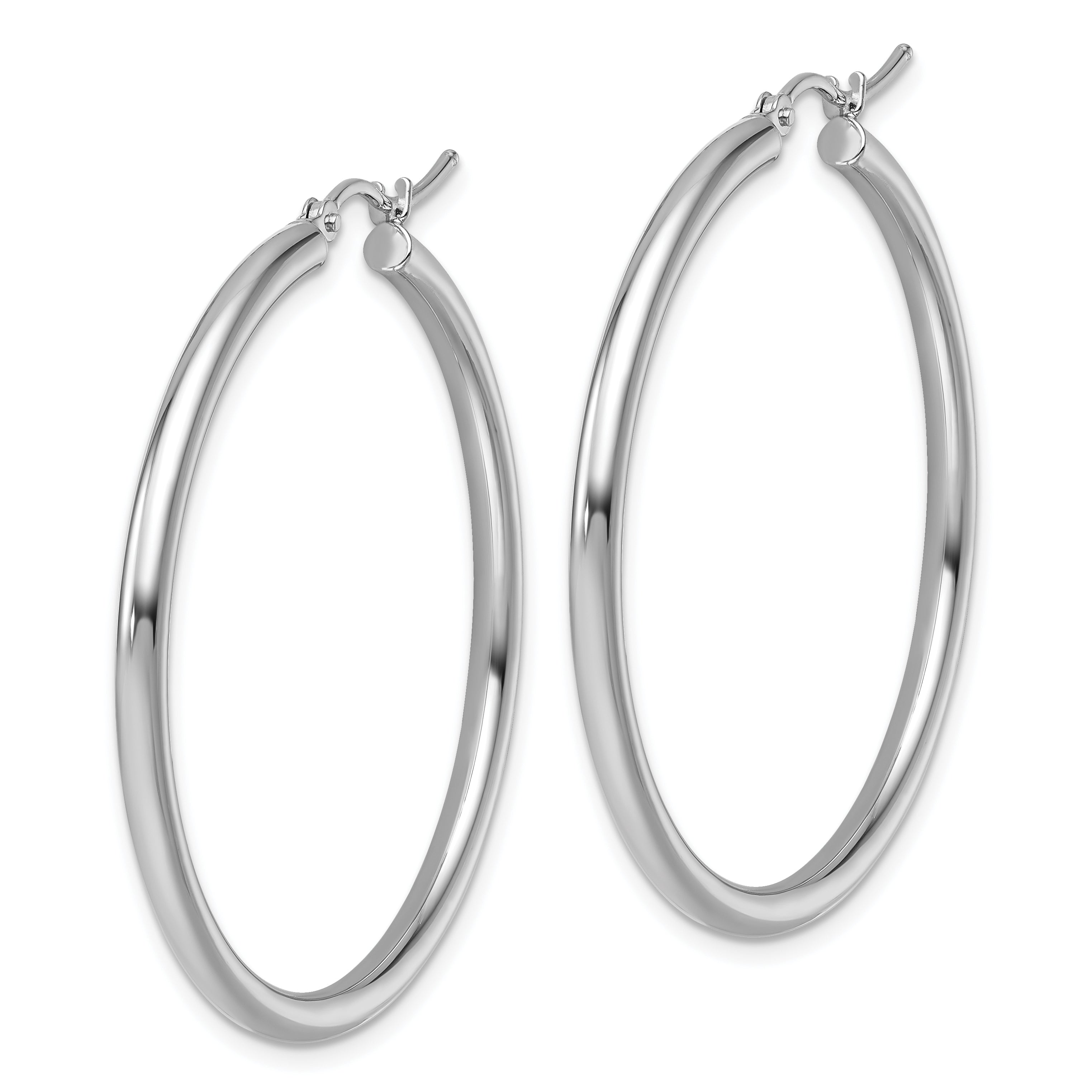 14k White Gold Polished 2.5mm Lightweight Tube Hoop Earrings Secondary image