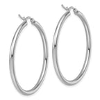 14k White Gold Polished 2.5mm Lightweight Tube Hoop Earrings