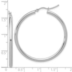 14k White Gold Polished 2.5mm Lightweight Tube Hoop Earrings