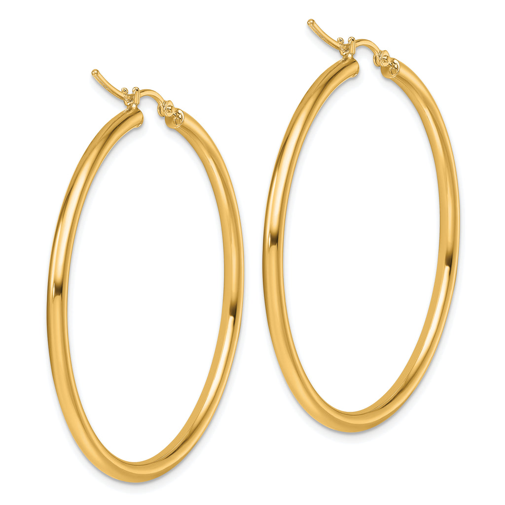 14k Polished 2.5mm Lightweight Tube Hoop Earrings
