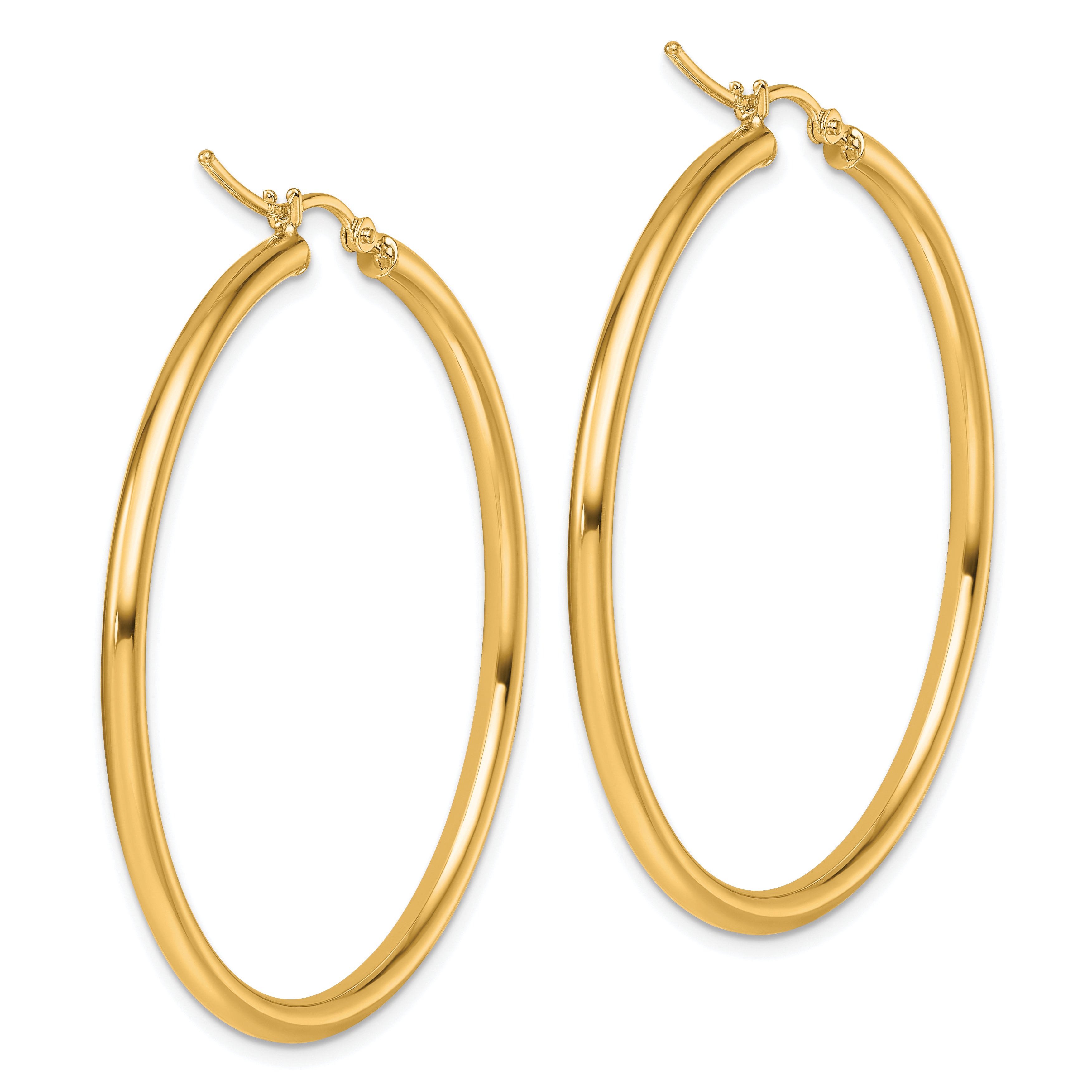 14k Polished 2.5mm Lightweight Tube Hoop Earrings