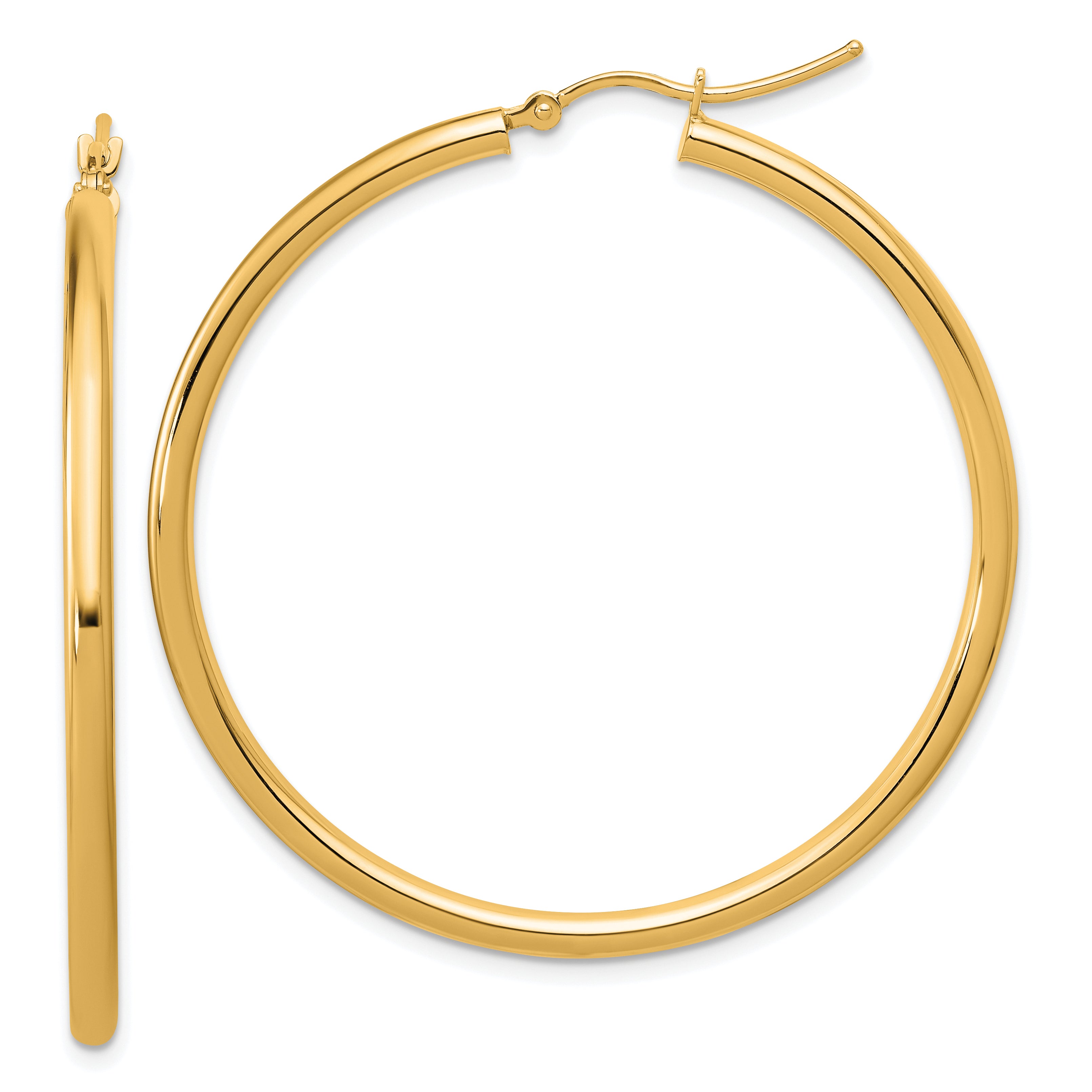 14k Polished 2.5mm Lightweight Tube Hoop Earrings
