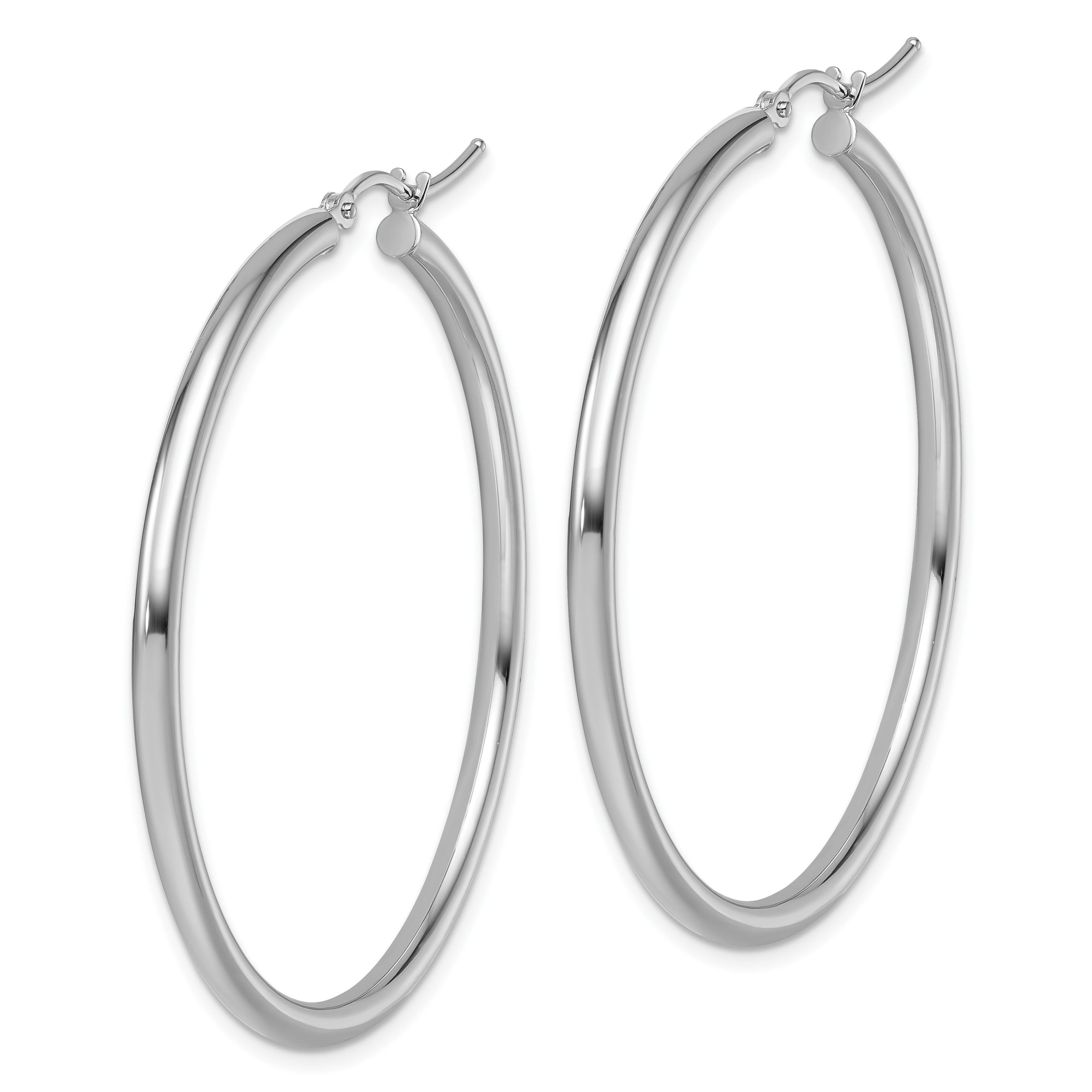 14k White Gold Polished 2.5mm Lightweight Tube Hoop Earrings Secondary image