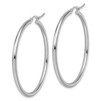 14k White Gold Polished 2.5mm Lightweight Tube Hoop Earrings