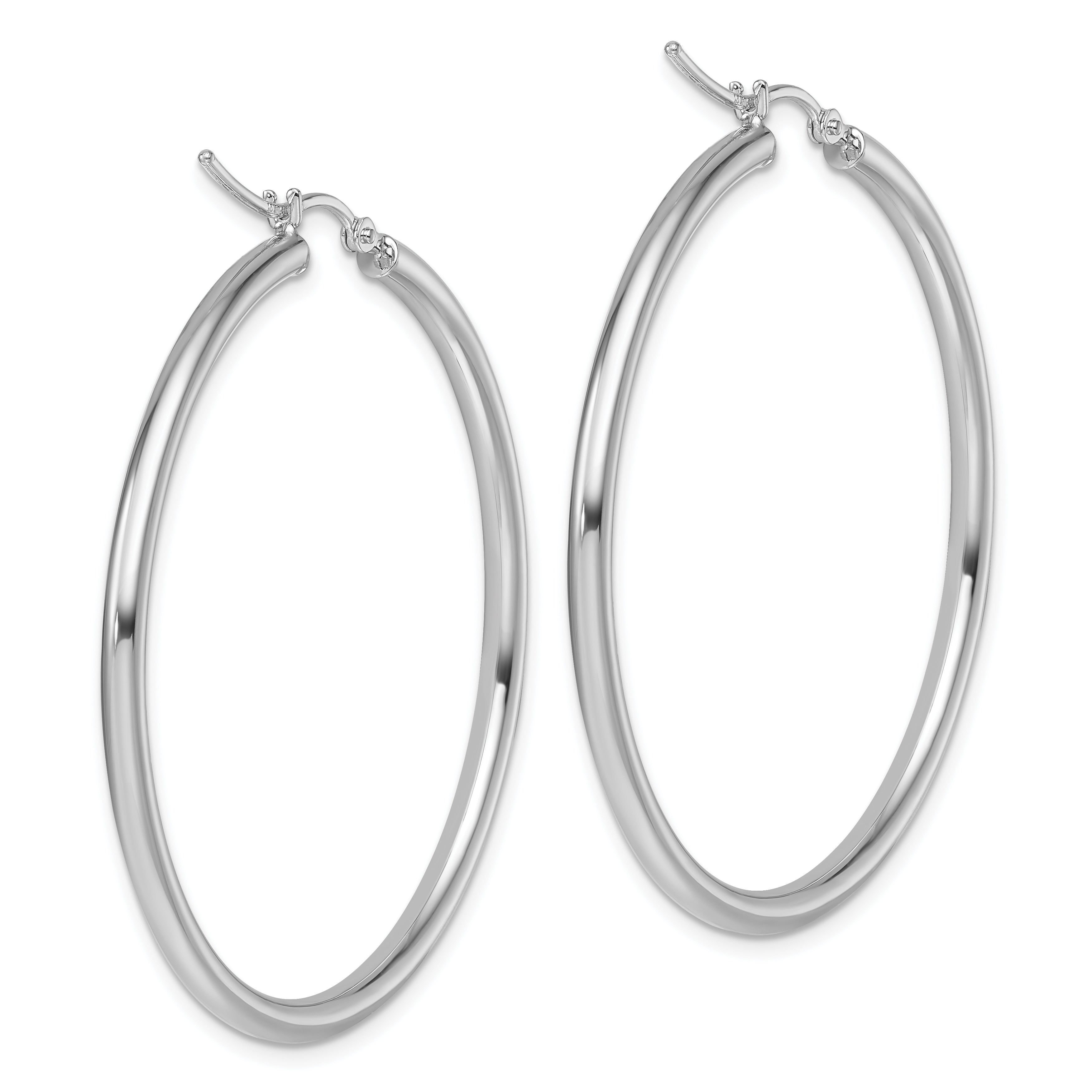 14k White Gold Polished 2.5mm Lightweight Tube Hoop Earrings