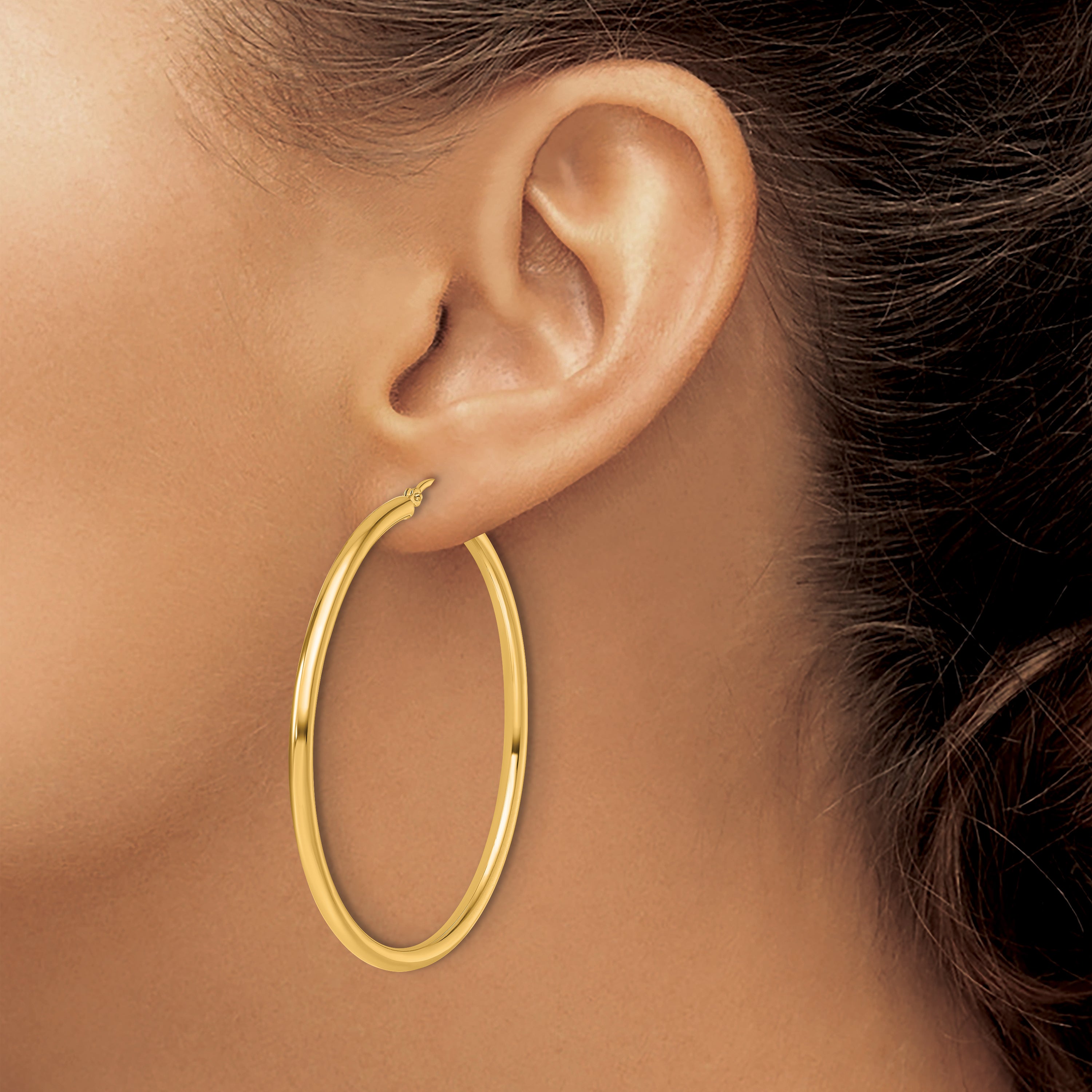 14k Polished 2.5mm Lightweight Tube Hoop Earrings