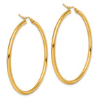 14k Polished 2.5mm Lightweight Tube Hoop Earrings