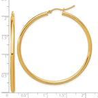 14k Polished 2.5mm Lightweight Tube Hoop Earrings