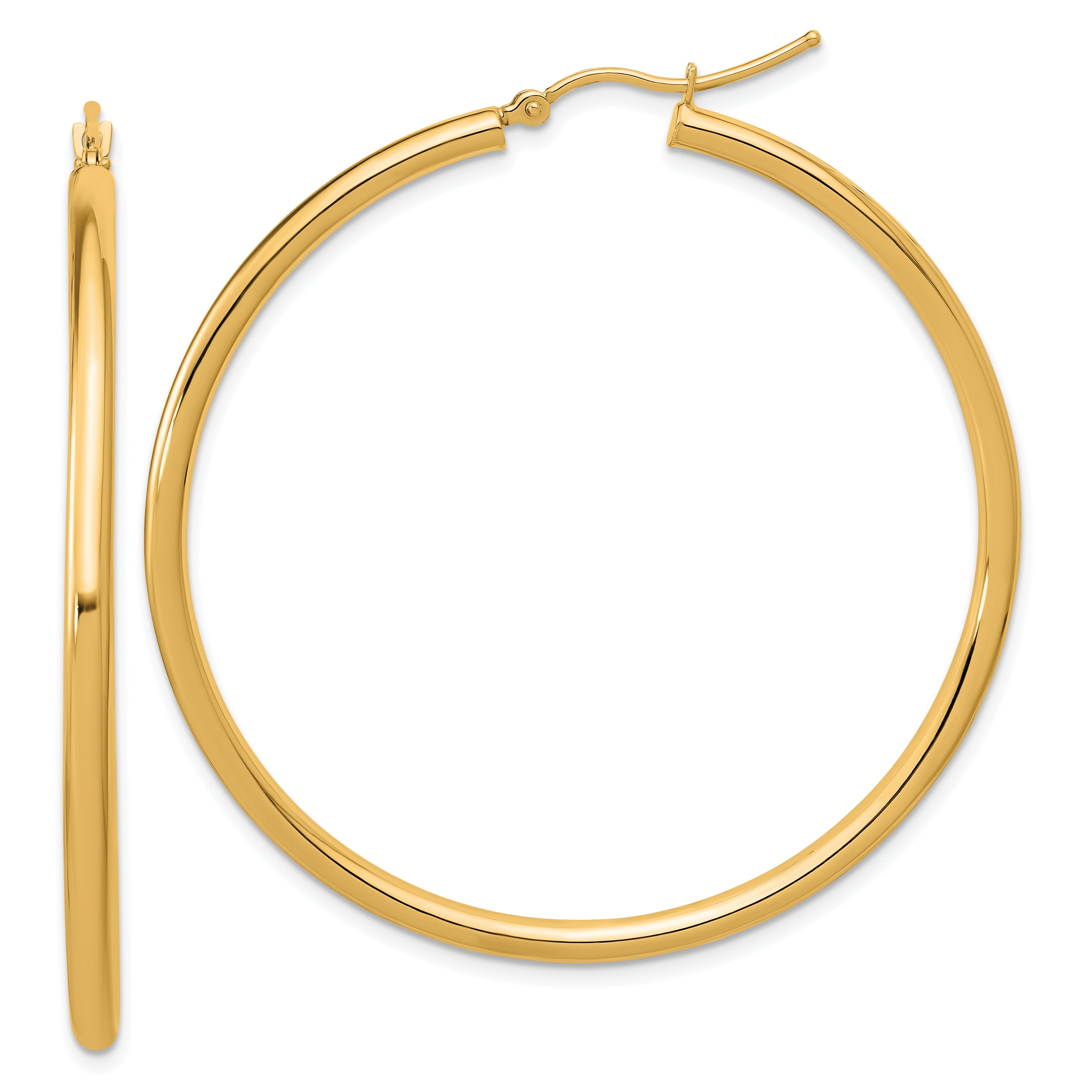 14k Polished 2.5mm Lightweight Tube Hoop Earrings