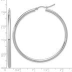 14k White Gold Polished 2.5mm Lightweight Tube Hoop Earrings