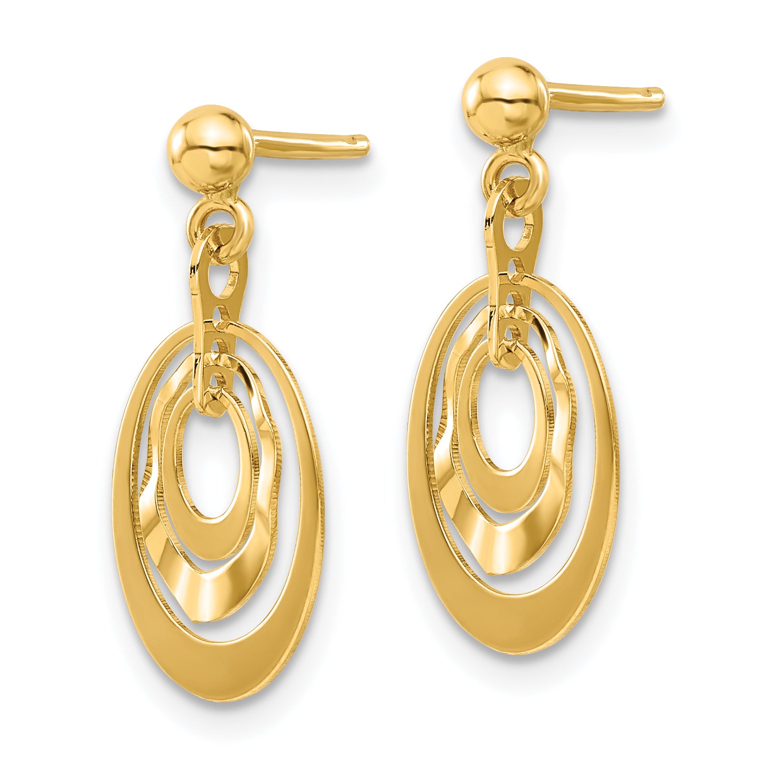14K Polished Ovals Post Dangle Earrings Secondary image