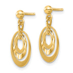 14K Polished Ovals Post Dangle Earrings