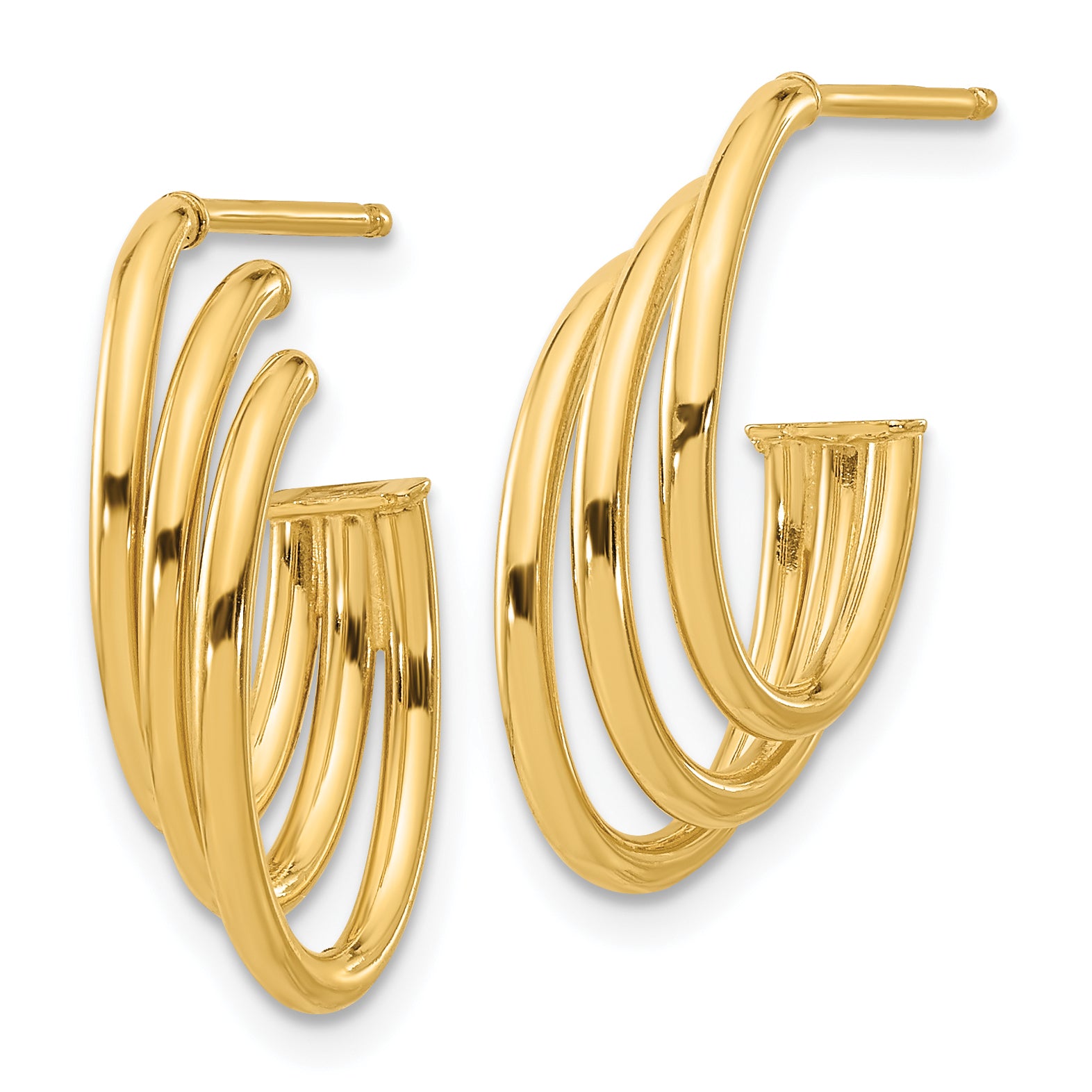 14K Polished J-Hoop Post Earrings Secondary image