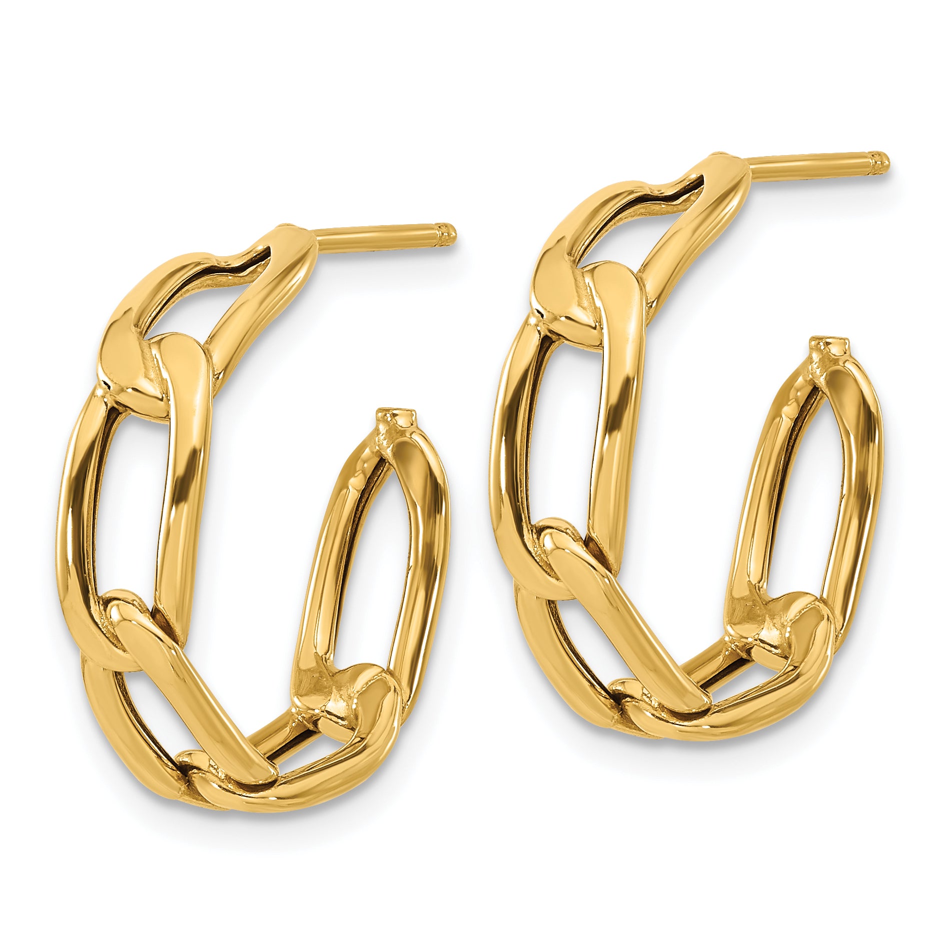 14K Polished Link Post Hoop Earrings Secondary image