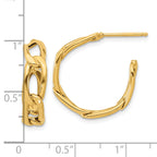 14K Polished Link Post Hoop Earrings