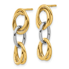 14K with Rhodium Polished Ovals Dangle Earrings