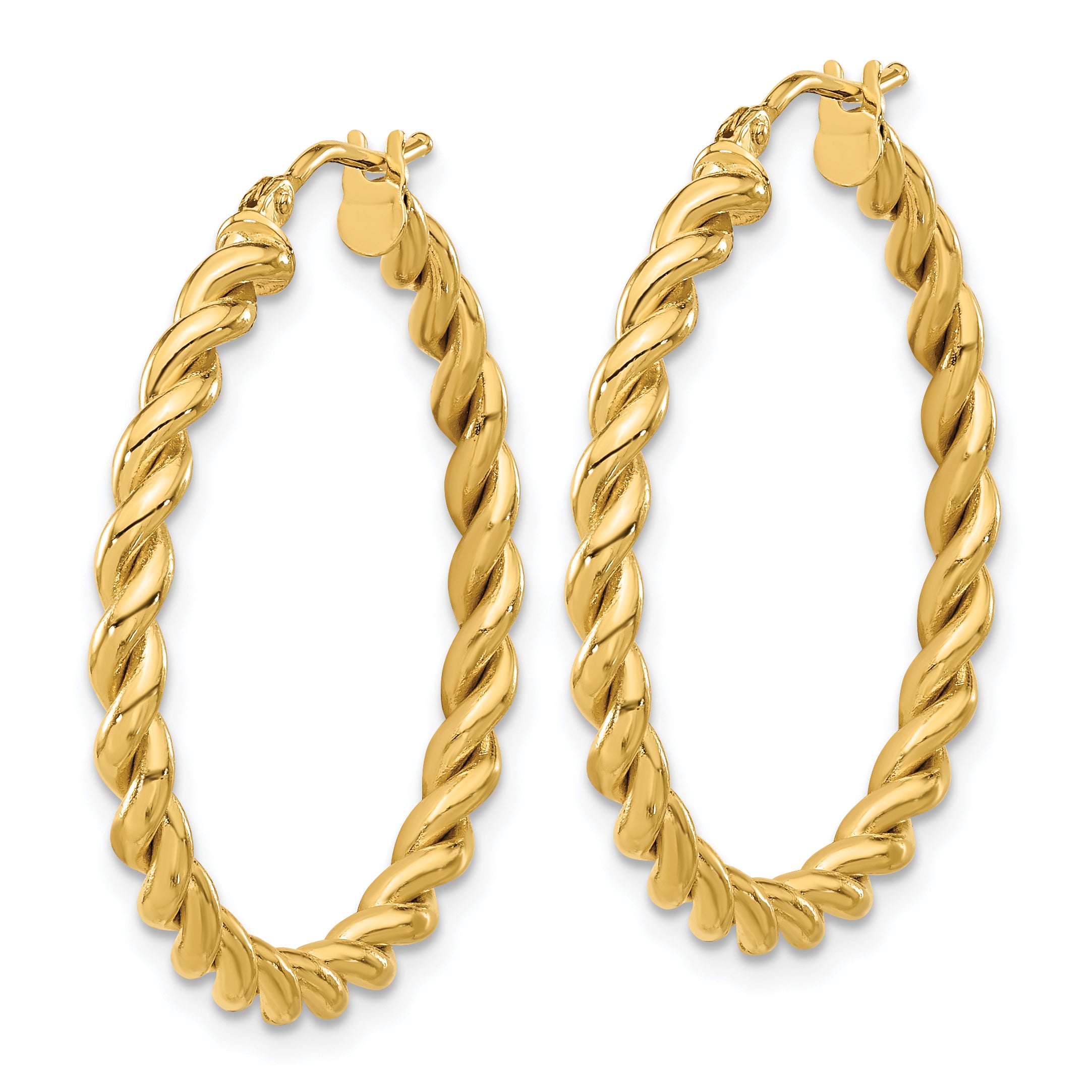 14K Polished Twist Hoop Earrings Secondary image