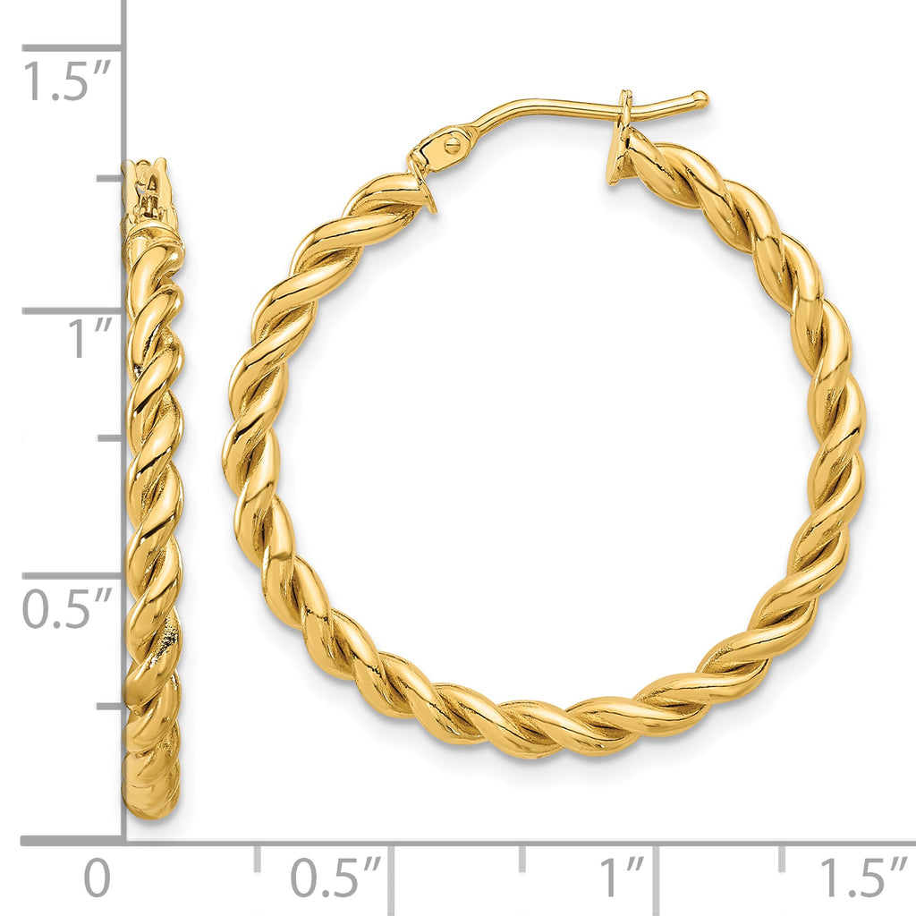14K Polished Twist Hoop Earrings