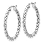 14K w/White RH-plating Polished Twist Hoop Earrings
