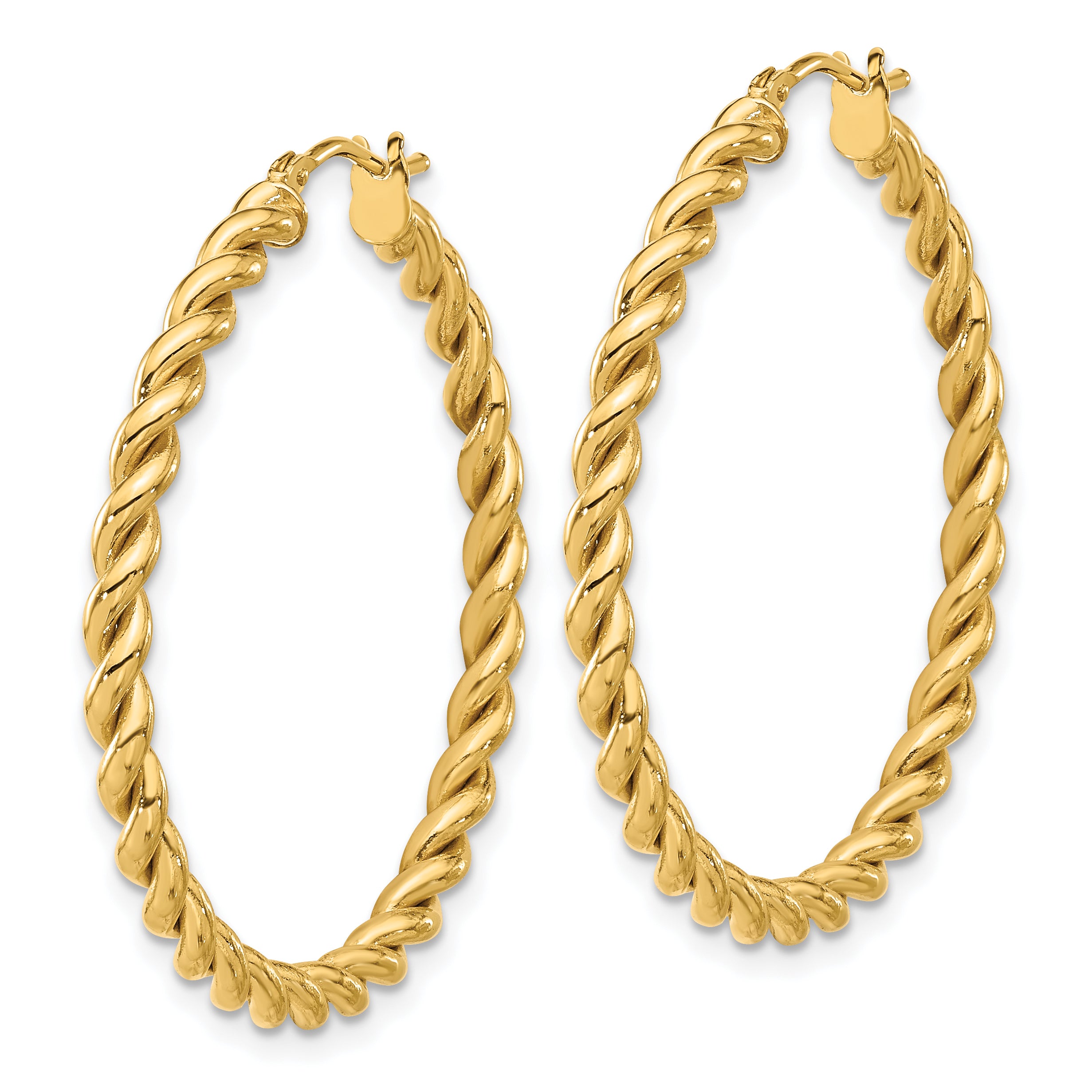 14K Polished Twist Hoop Earrings Secondary image