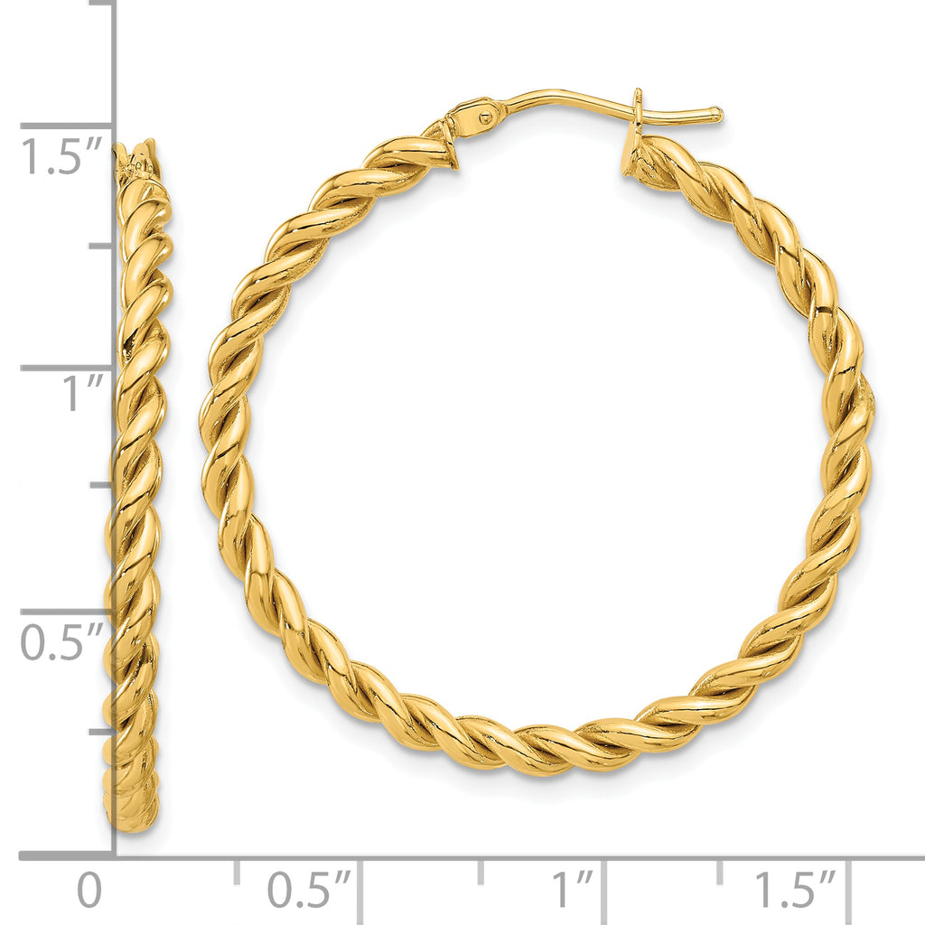 14K Polished Twist Hoop Earrings