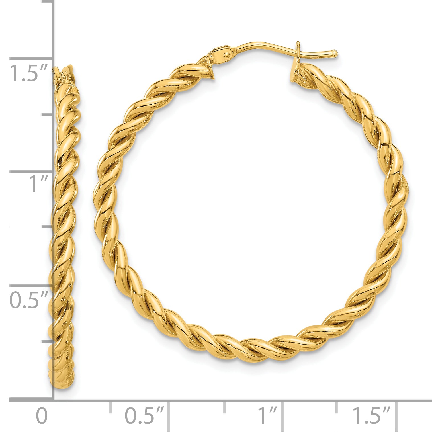 14K Polished Twist Hoop Earrings