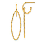 14K Polished and Twist Dangle Oval J-Hoop Earrings