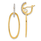 14K Polished Crystal Oval Hoop Earrings