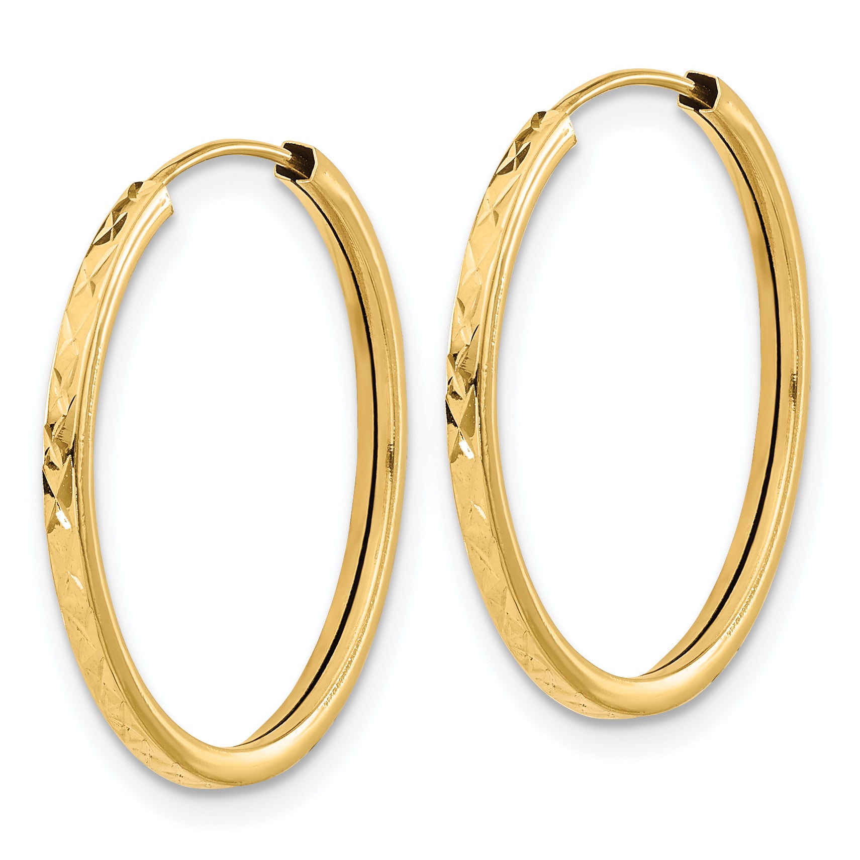 14K Diamond-cut Endless Hoop Earrings Secondary image