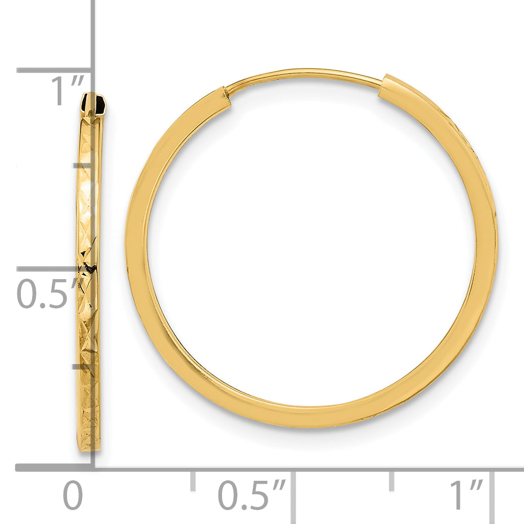 14K Diamond-cut Endless Hoop Earrings