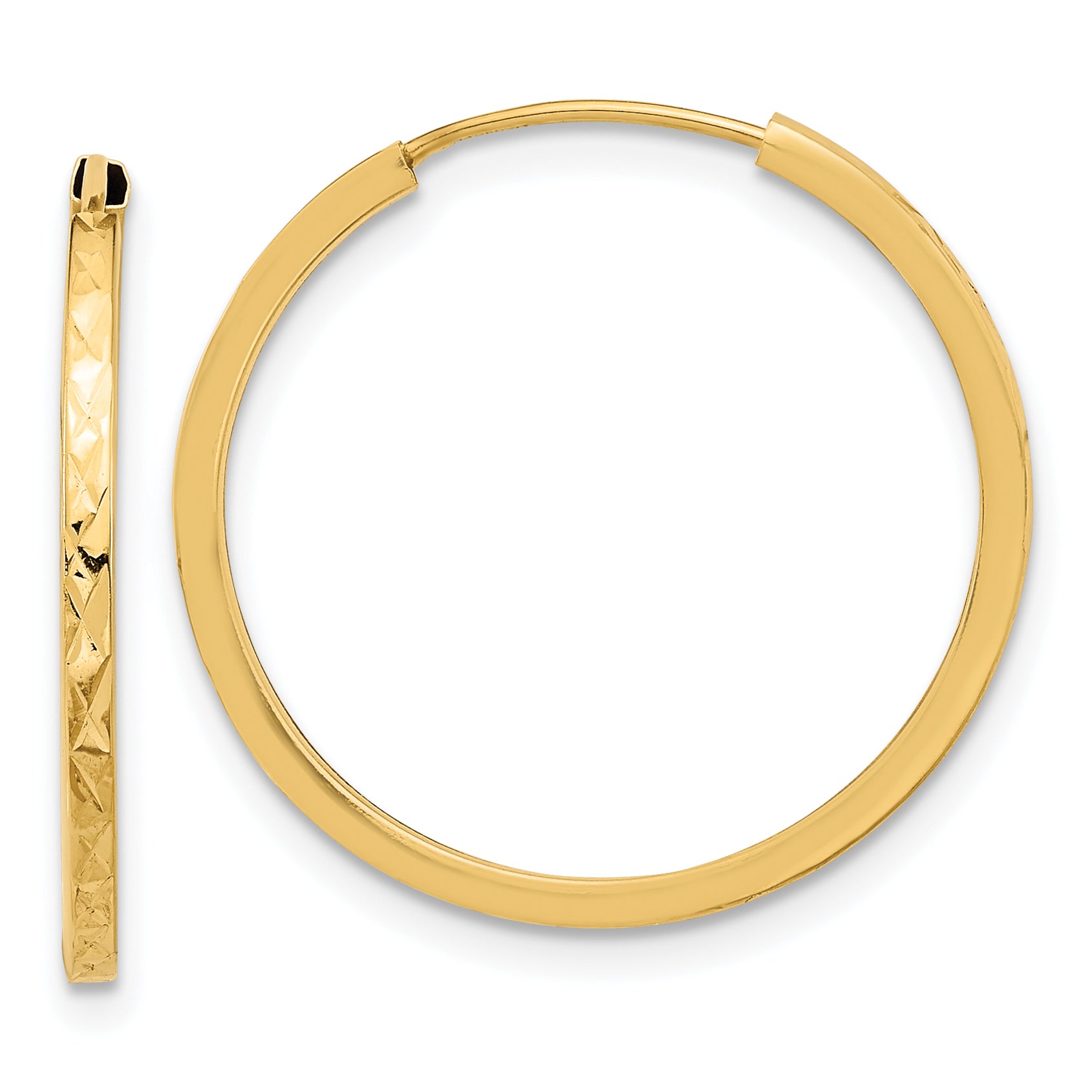 14K Diamond-cut Endless Hoop Earrings