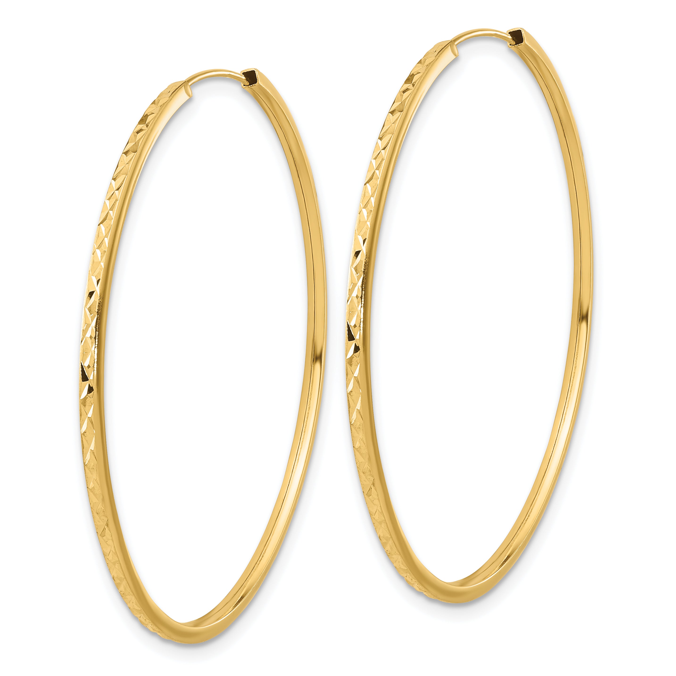 14K Diamond-cut Endless Hoop Earrings Secondary image