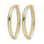 14K and White Rhodium Polished and Diamond-cut In/Out Hoop Earring
