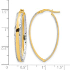 14K and White Rhodium Polished and Diamond-cut In/Out Hoop Earring