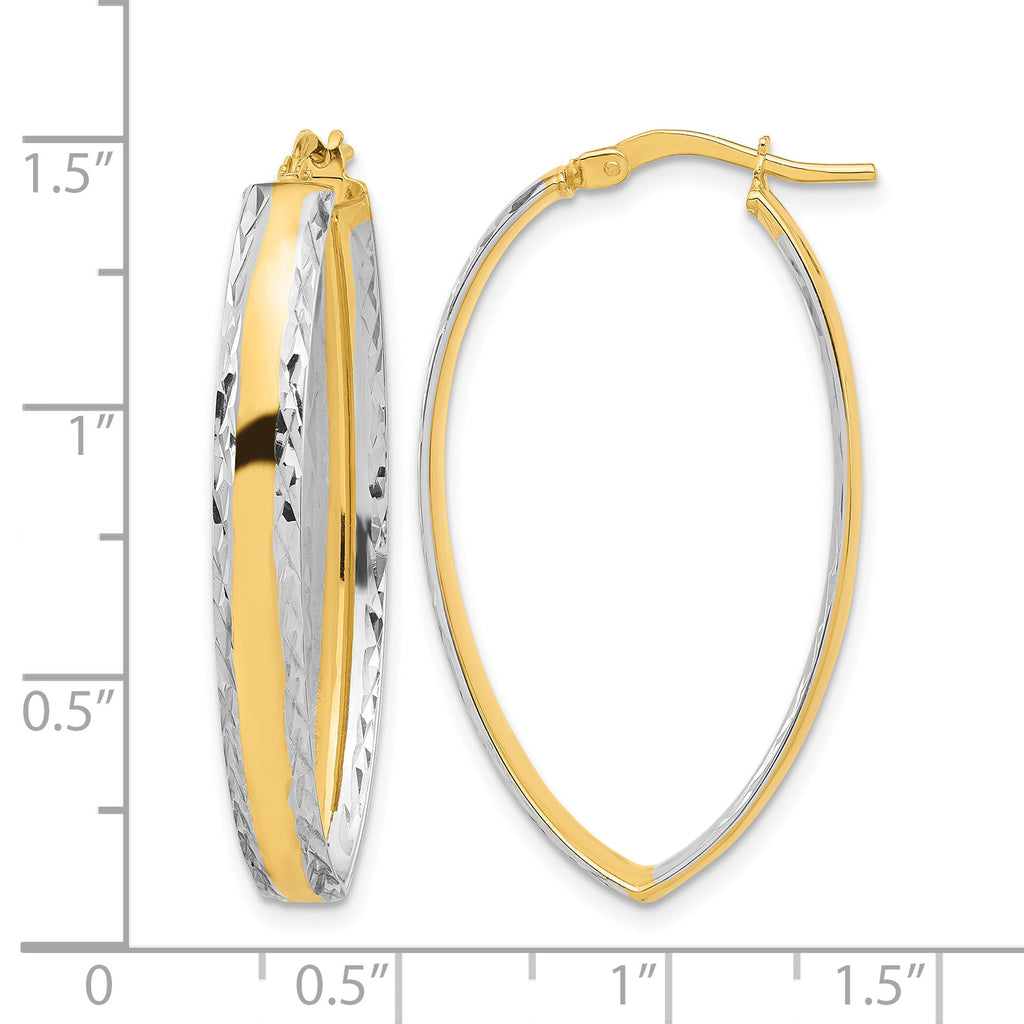 14K Yellow Gold Diamond-Cut Inside-Outside Hoop Earrings