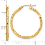 14K Polished and Textured Hoop Earrings