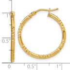 14K Polished and Textured Hoop Earrings