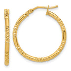 14K Polished and Textured Hoop Earrings