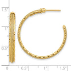 14K Diamond-cut and Textured Post Hoop Earrings