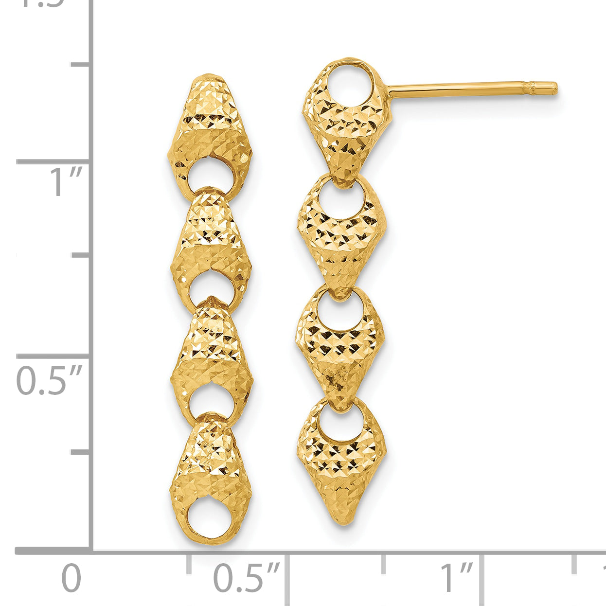 14K Diamond-cut Fancy Link Drop Post Earrings Secondary image