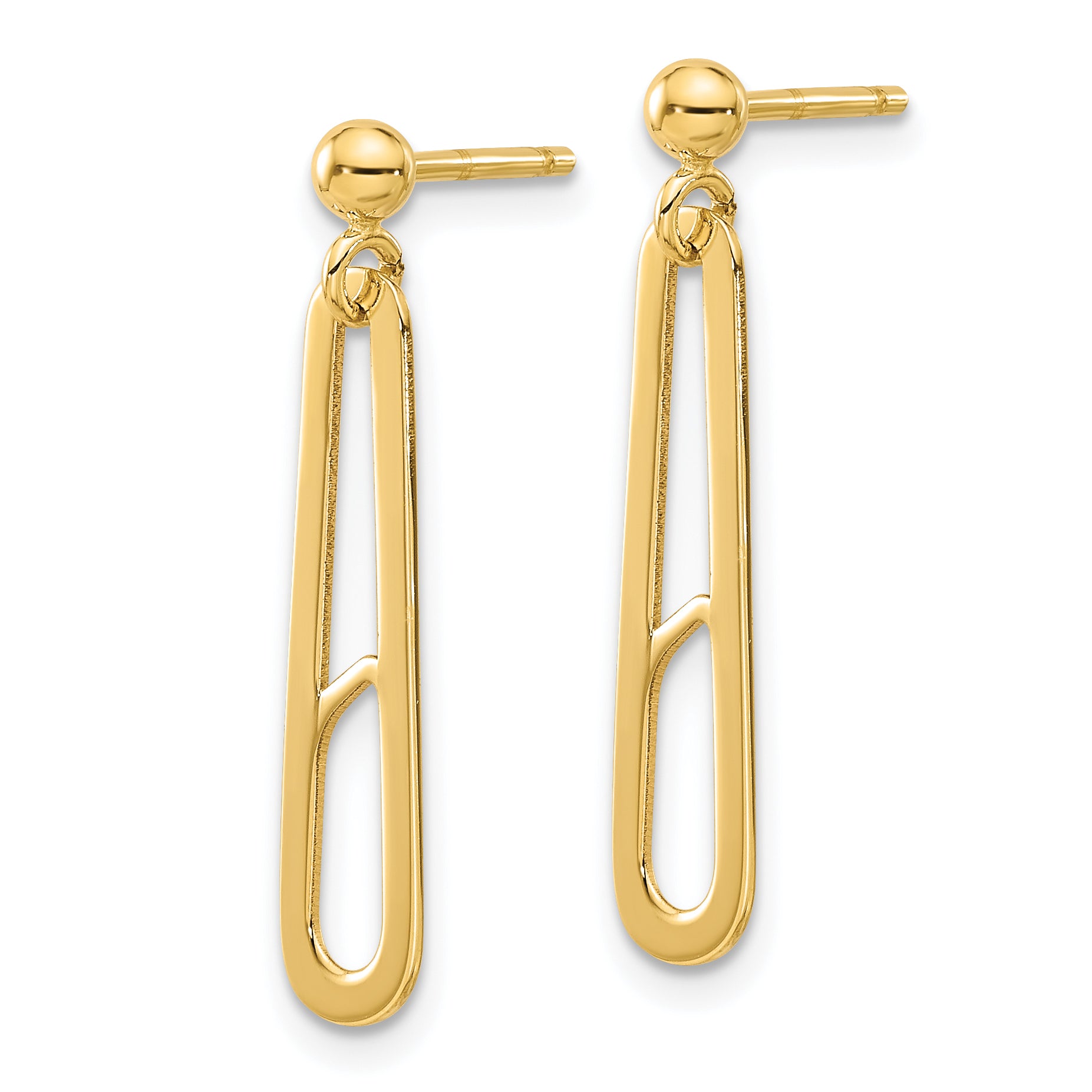 14K Polished Paperclip Dangle Earrings Secondary image