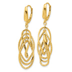 14K Polished and Textured Ovals Dangle Earrings