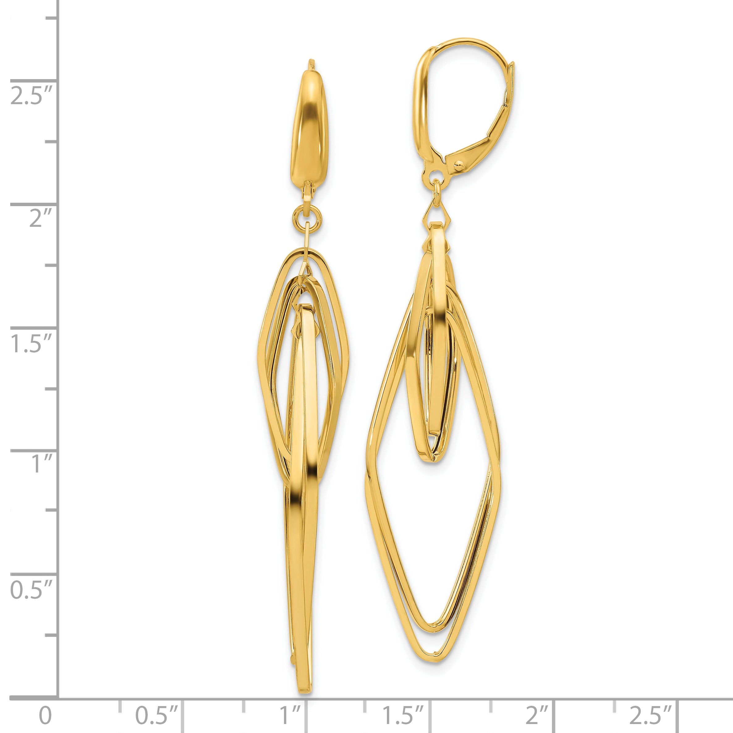 14K Polished Diamond Shaped Dangle Earrings