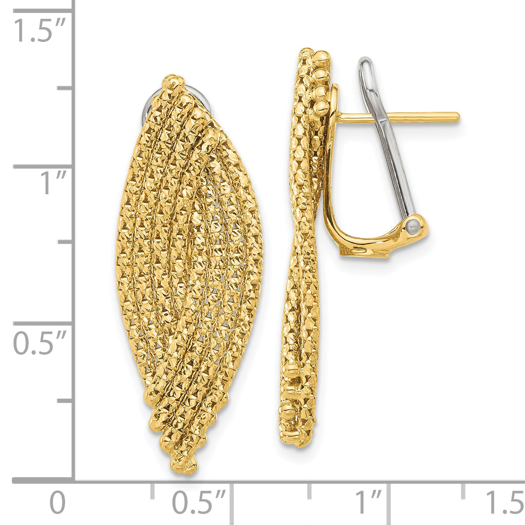 14K Woven Omega Back Drop Earrings