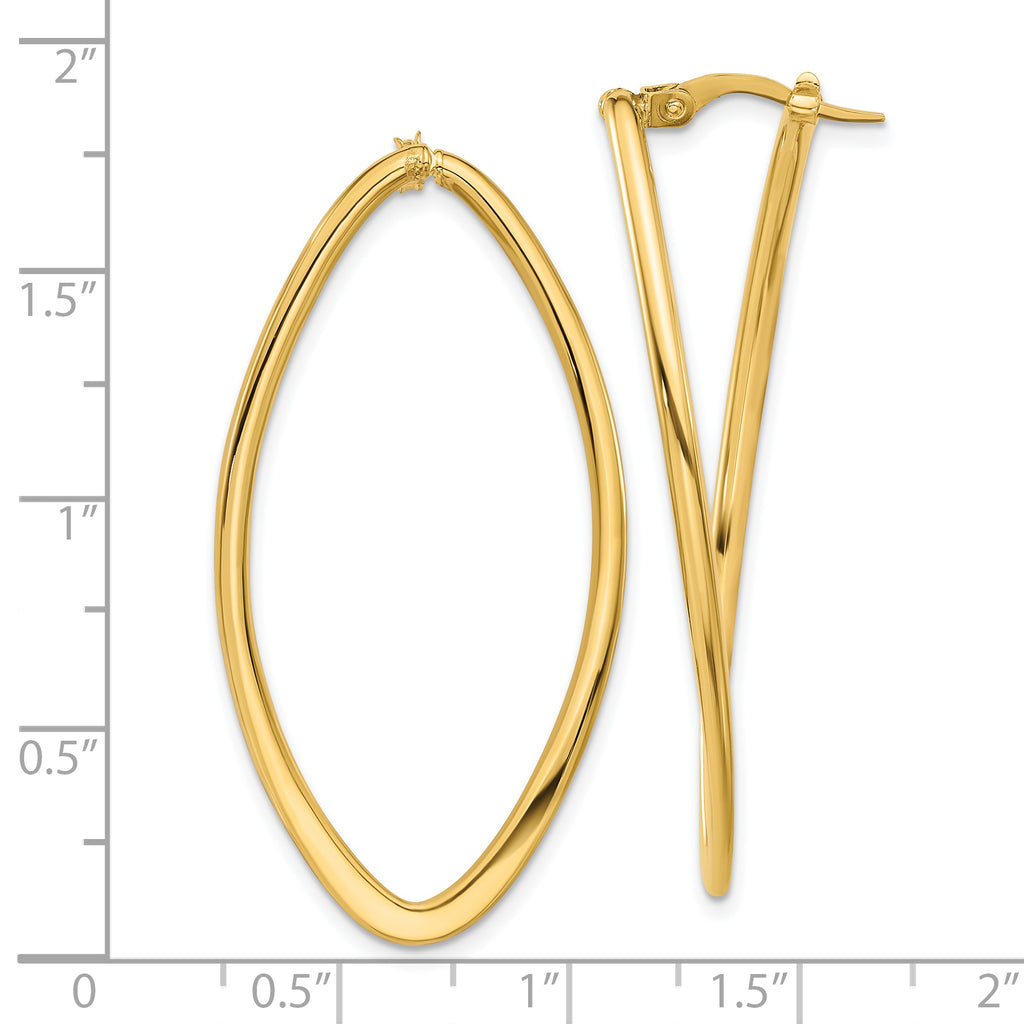 14K Polished Oval Hoop Earrings