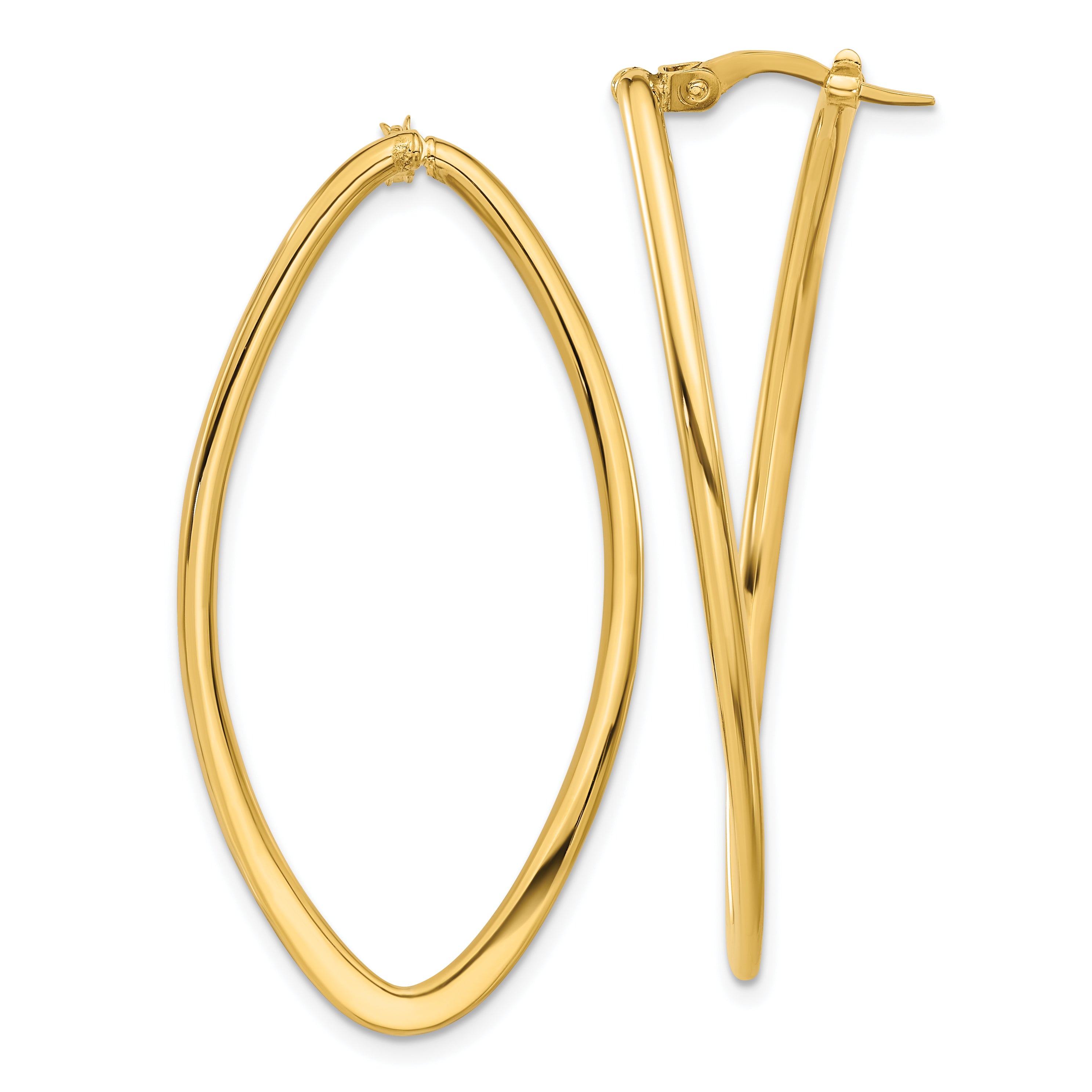 14K Polished Oval Hoop Earrings Main image